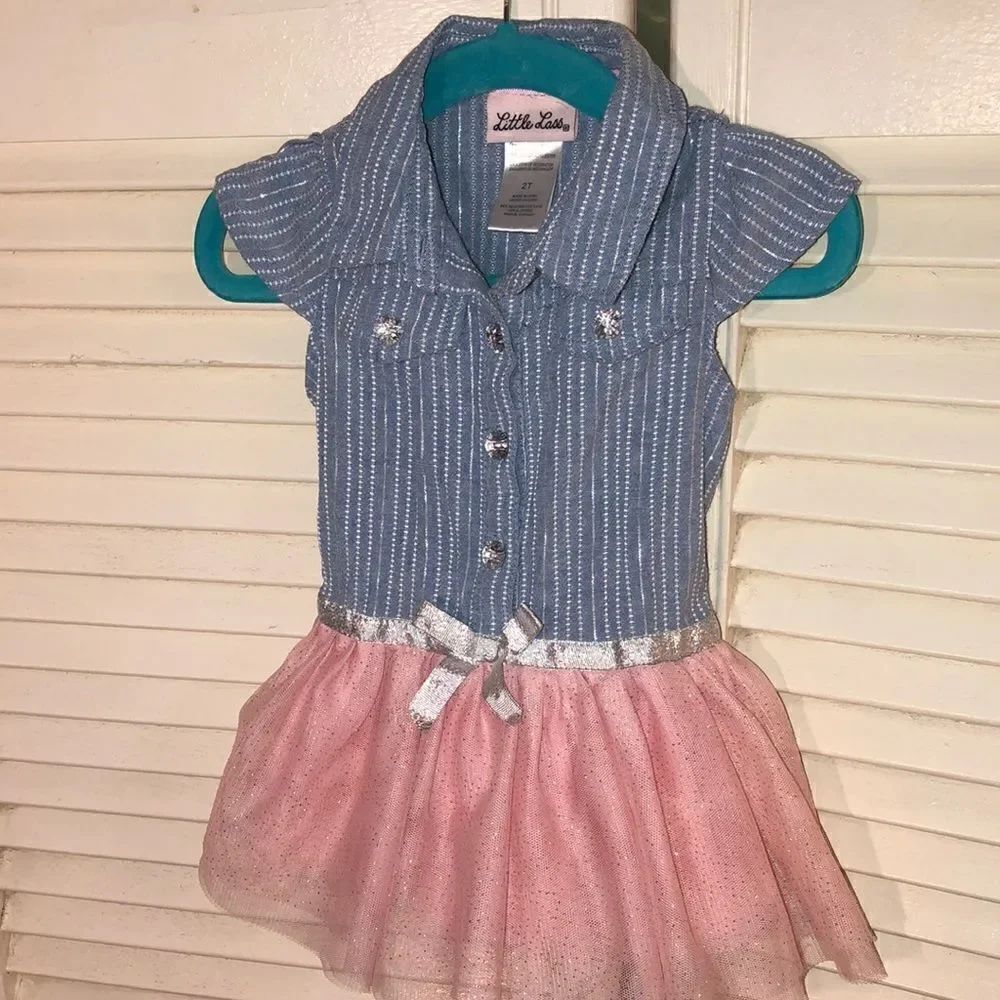 Little Lass Denim Ballerina 🩰 Dress. Sparkly! 18 months to 2T